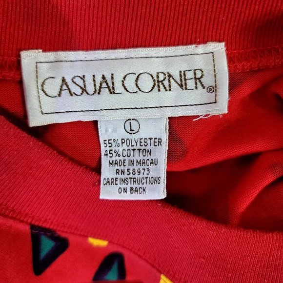 Vintage 90s Casual Corner Size L Colorful Abstract Geo Pattern Crew Neck Tshirt‎ - Picture 5 of 6